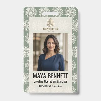 Geometric Mandala Sage Cream ID Badge