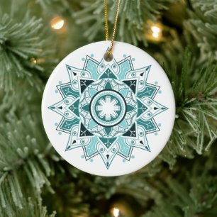 Geometric Mandala, tree Ceramic Tree Decoration