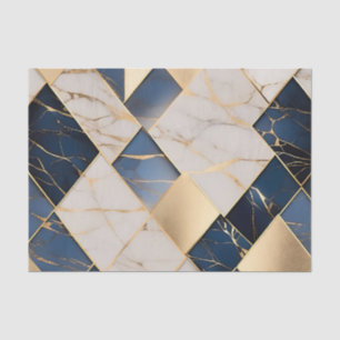 Geometric Marble Blue And Gold Modern Tissue Paper