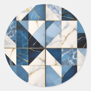 Geometric Marble Modern Classic Round Sticker