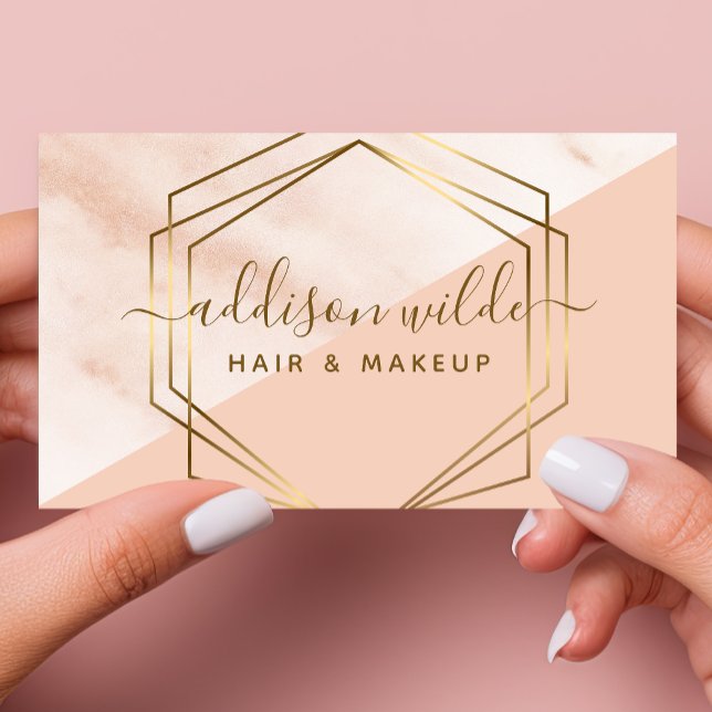 Geometric Marble Modern Pink And Gold Trendy Chic Business Card (Creator Uploaded)