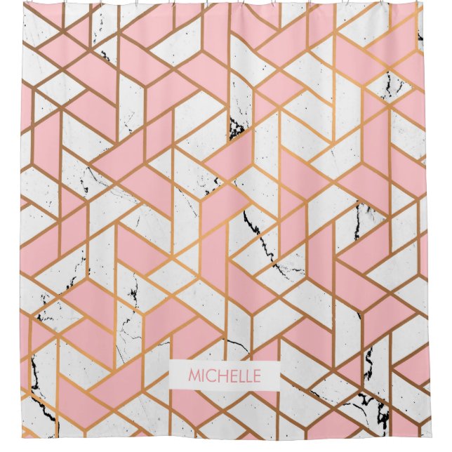 Geometric Marble Pattern Shower Curtain (Front)
