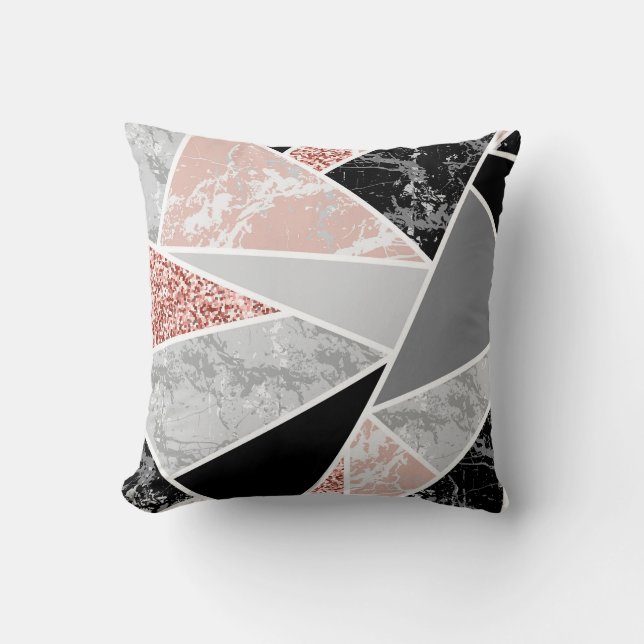 Geometric Marble with Pink Glitter: Seamless Cushion (Front)