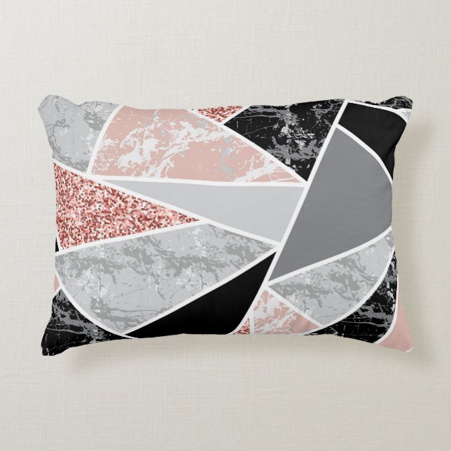 Geometric Marble with Pink Glitter: Seamless Decorative Cushion (Front)