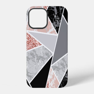 Geometric Marble with Pink Glitter: Seamless iPhone 12 Case