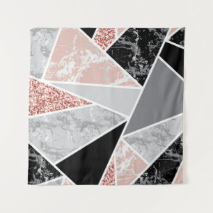 Geometric Marble with Pink Glitter: Seamless Tapestry