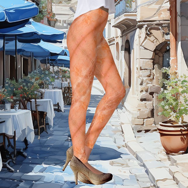 Geometric Marbled Pattern Italian Design Leggings (Modern leggings with an Italian marble inspired geometric pattern design in terra cotta colors)