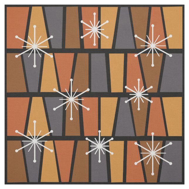 Geometric MCM Abstract Burnt Orange Fabric (Swatch)