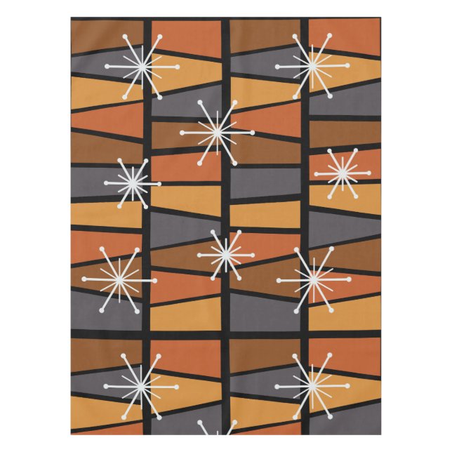 Geometric MCM Abstract Burnt Orange Tablecloth (Front)