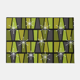Geometric MCM Abstract Olive Green Doormat