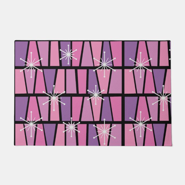 Geometric MCM Abstract Pink Purple Doormat (Front)