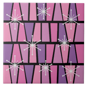 Geometric MCM Abstract Pink Purple Tile