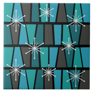 Geometric MCM Abstract Turquoise Teal Tile