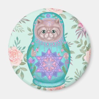 Geometric meowtreshka magnet