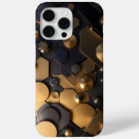 Geometric Metallic Abstract Wall Art – Gold and Bl