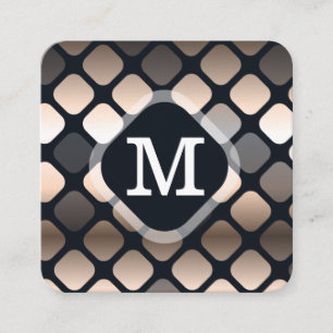 Geometric Metallic Pattern Monogram Square Business Card