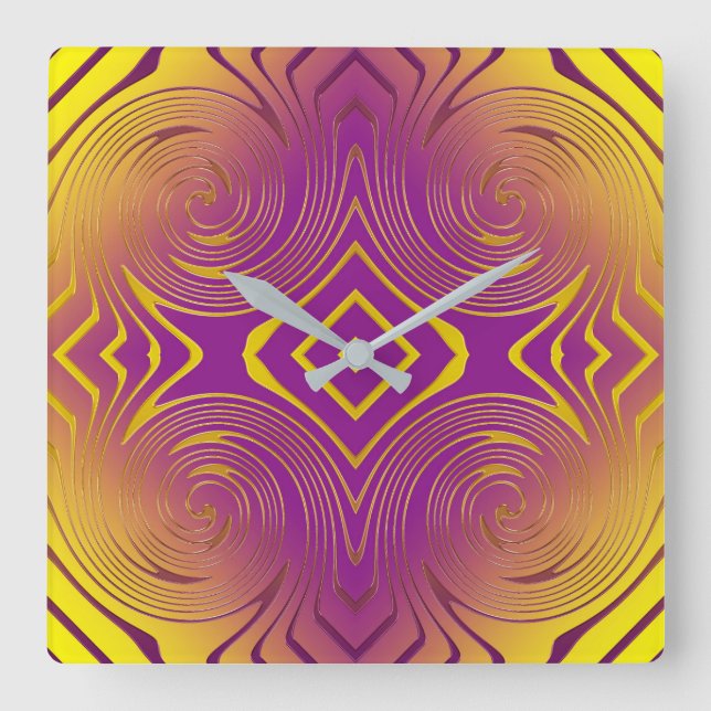 geometric metallic square wall clock (Front)