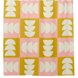geometric mid century modern and retro style seaml shower curtain