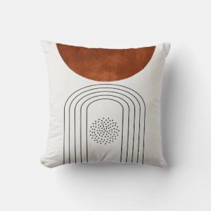Geometric Mid Century Modern Orange Throw Pillow