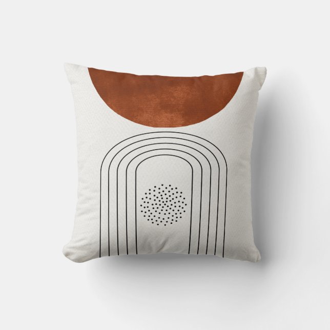 Geometric Mid Century Modern Orange Throw Pillow (Front)