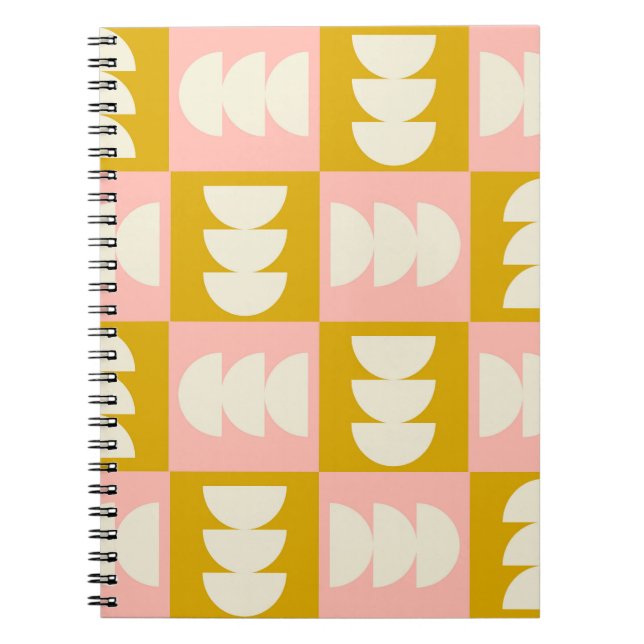 Geometric Mid-Century Modern Retro Pattern Notebook (Front)