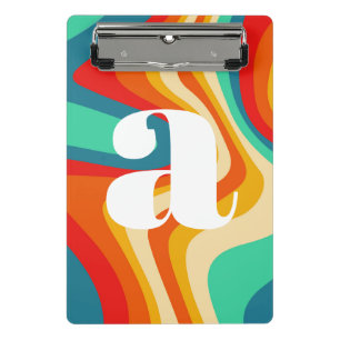 Geometric Mid Century Retro Waves Rainbow Trendy Mini Clipboard