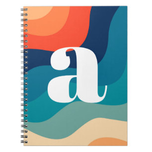 Geometric Mid Century Retro Waves Rainbow Trendy Notebook
