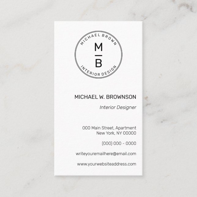 Geometric Minimal Circle Typographic Logo Business Card (Front)