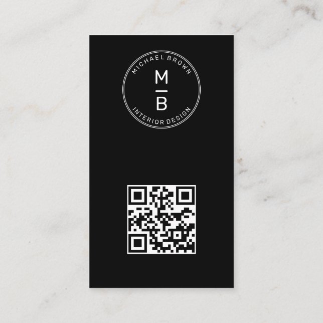 Geometric Minimal Circle Typographic qr code Business Card (Back)