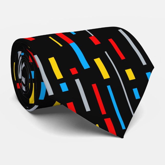 Geometric Minimal De Stijl Style Colour Compositio Tie (Rolled)