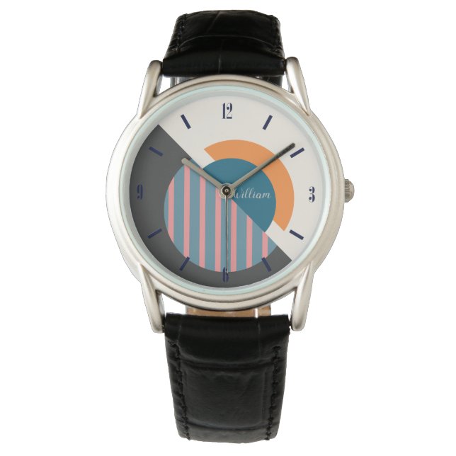 Geometric minimal design with custom name watch (Front)