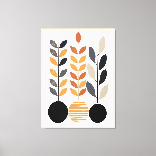 Geometric Minimalism: Leaves in Abstract Canvas Print (Front)