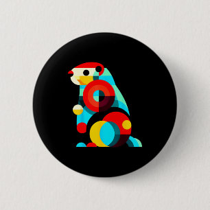 Geometric Minimalism Modern Illustration Groundhog 6 Cm Round Badge