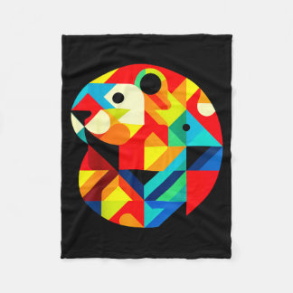 Geometric Minimalism Modern Illustration Groundhog Fleece Blanket