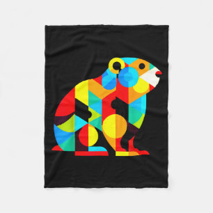 Geometric Minimalism Modern Illustration Groundhog Fleece Blanket