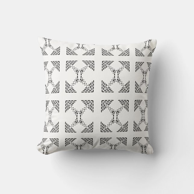 Geometric minimalist design black and white  cushion (Front)