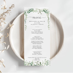 Geometric Minimalist Eucalyptus Dinner Menu