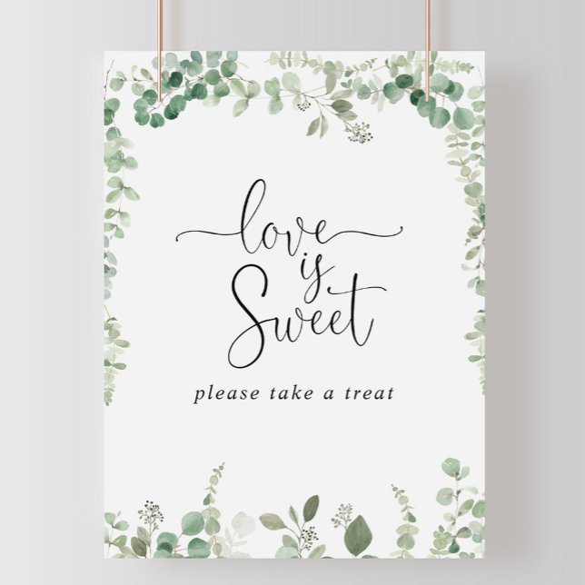 Geometric Minimalist Eucalyptus Love Is Sweet Sign (Creator Uploaded)