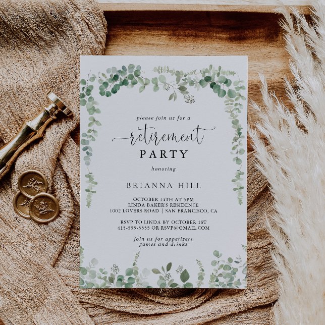 Geometric Minimalist Eucalyptus Retirement Party  Invitation (Creator Uploaded)