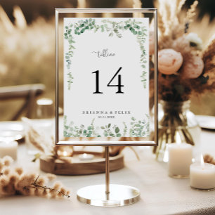 Geometric Minimalist Eucalyptus Wedding  Table Number