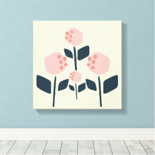 Geometric Minimalist Flowers – Modern Canvas Wall Print