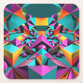 Geometric Mirror Square Paper Coaster