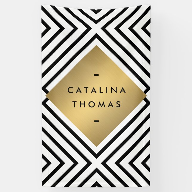 Geometric Mod Bold Black and White Pattern Banner (Vertical)