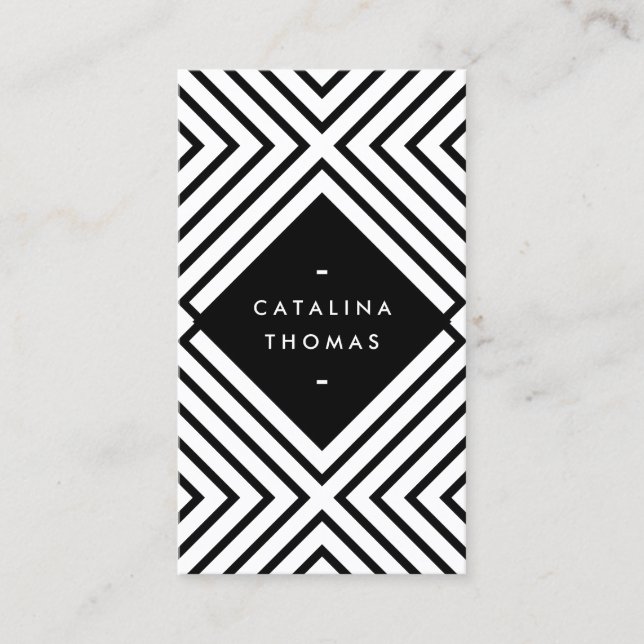 Geometric Mod Bold Black and White Pattern Business Card (Front)