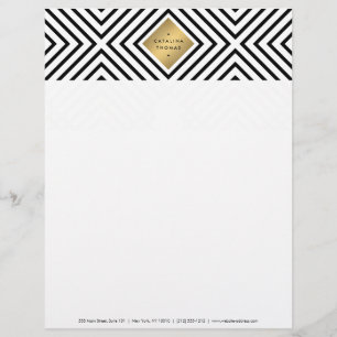 Geometric Mod Bold Black and White Pattern Custom Letterhead
