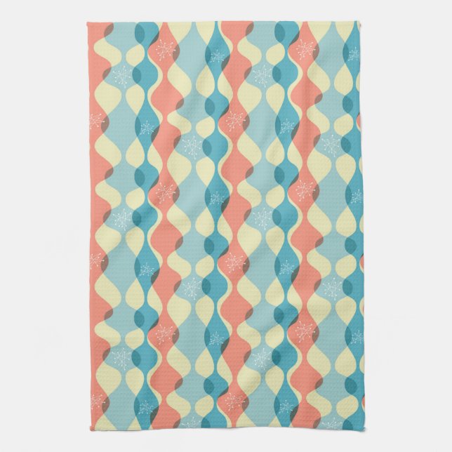 Geometric, Mod, Retro, Mid Century Modern dish Tea Towel (Vertical)