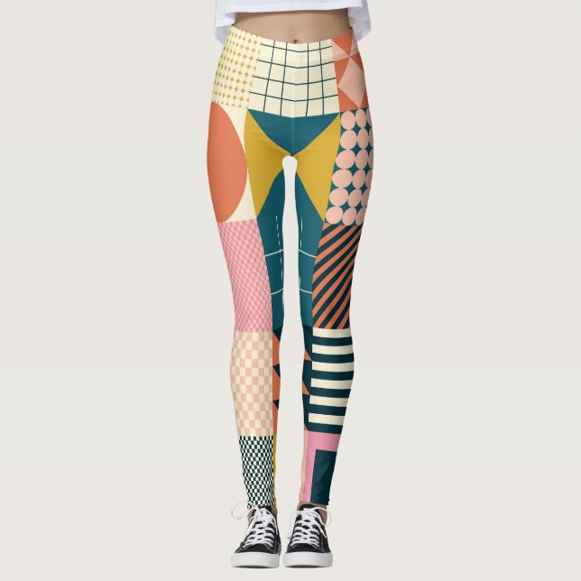 Geometric Modern Abstract: Colourful Design Leggings (Front)