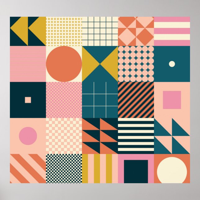 Geometric Modern Abstract: Colourful Design Poster (Front)