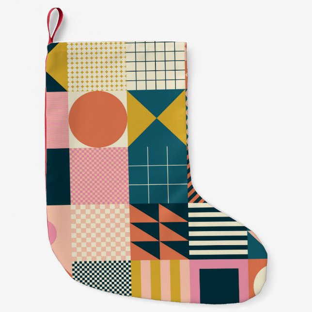 Geometric Modern Abstract: Colourful Design Small Christmas Stocking (Front)