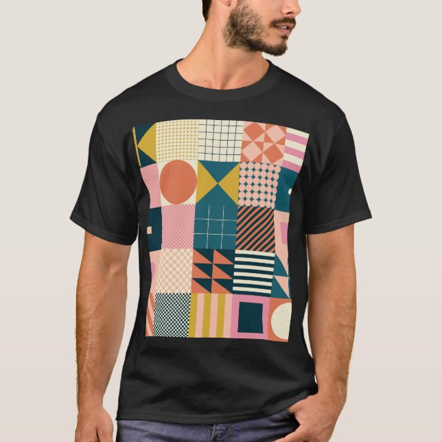Geometric Modern Abstract: Colourful Design T-Shirt (Front)